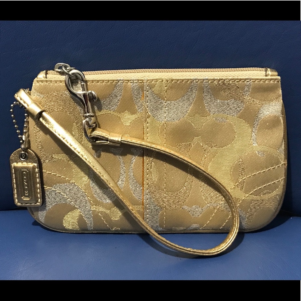 Coach silver/gold signature wristlet